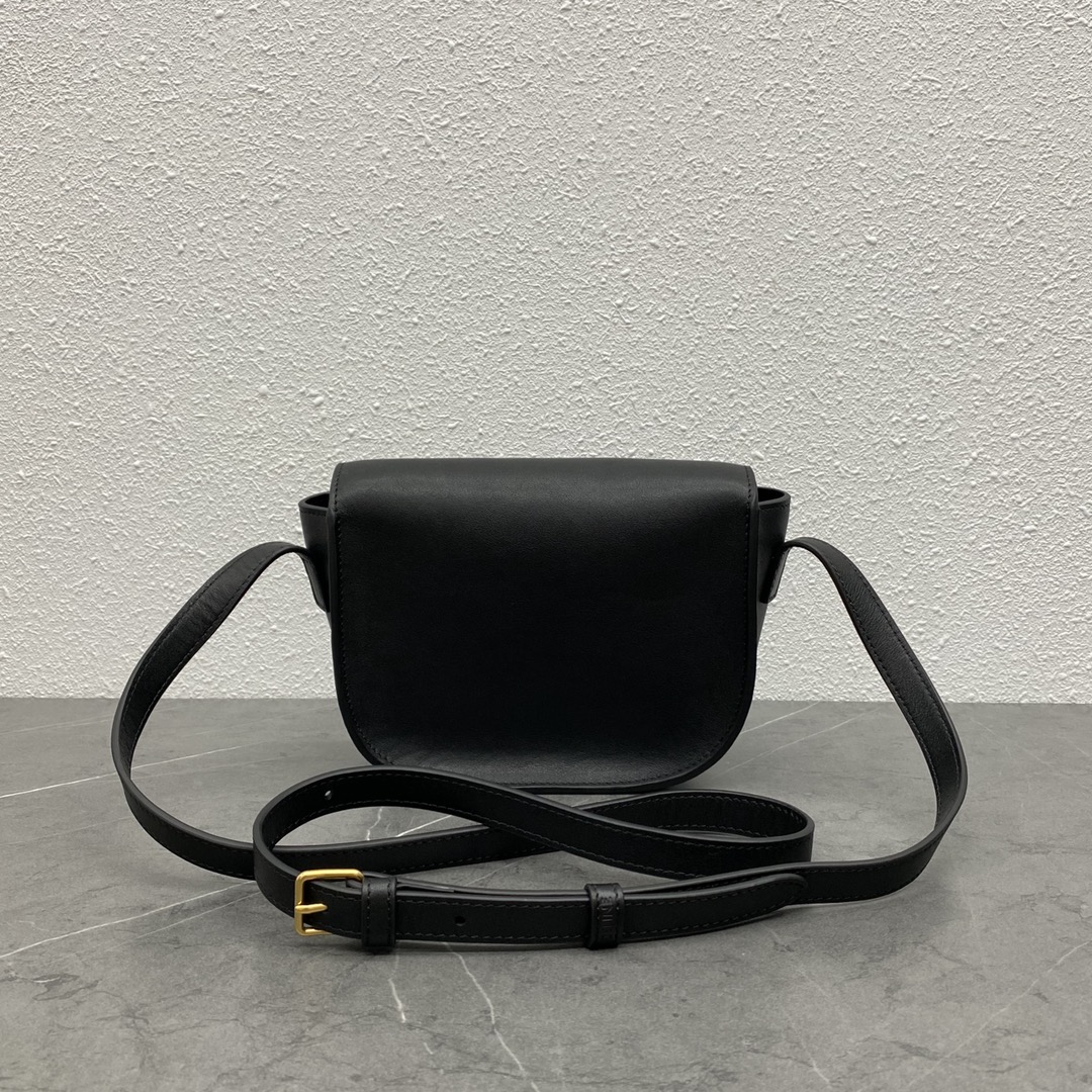 Celine Folco Cuir Bag Triomphe In Smooth Calfskin Black 198263